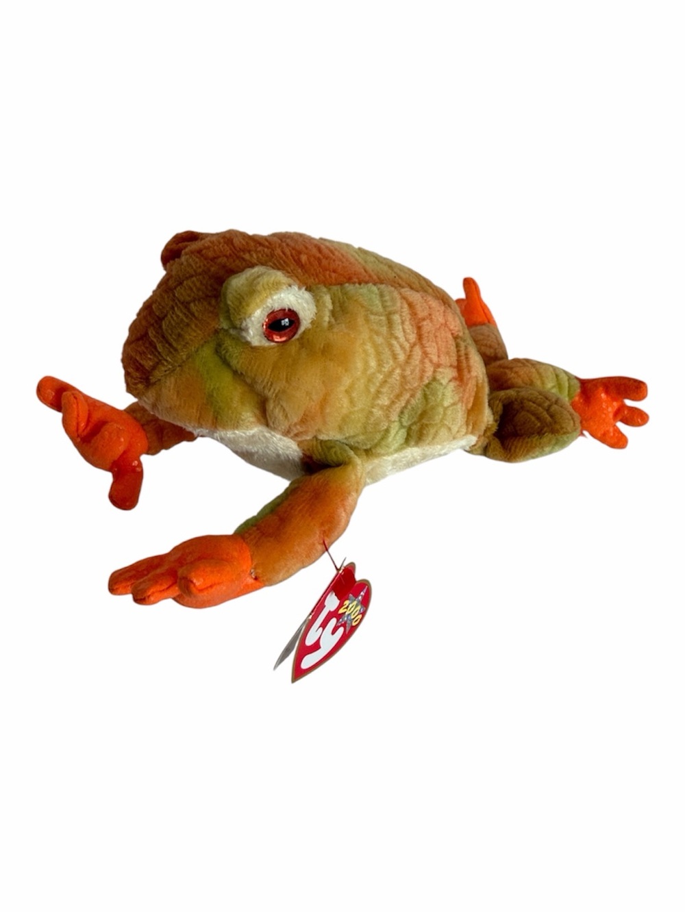 Vintage NWT Beanie Baby Ty Prince Frog 2000 Retired Stuffed Animal Green Orange